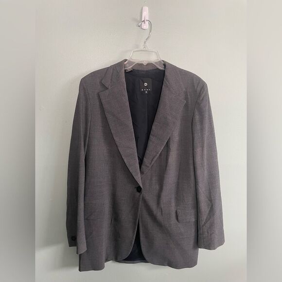 Women’s DKNY Grey Wool Longline Single Button Italian Blazer SZ 12 - Picture 1 of 8